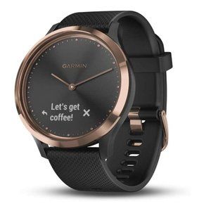 GARMIN vivomove Rose Gold Stainless Steel Bezel Black Silicone WATCH